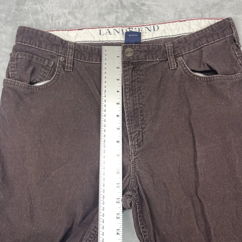 Lands' End Corduroy Pants Mens 36 Brown Low Waist Traditional Fit Tapered‎ Leg